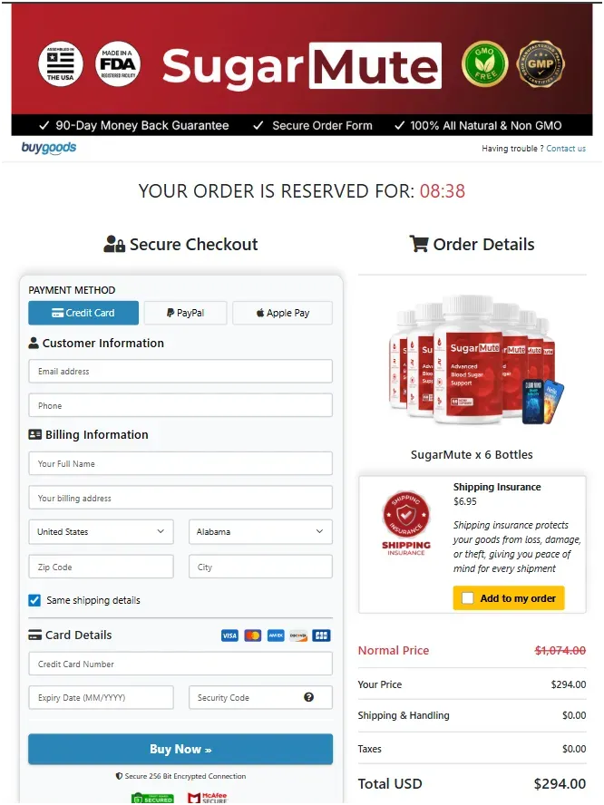 SugarMute order form